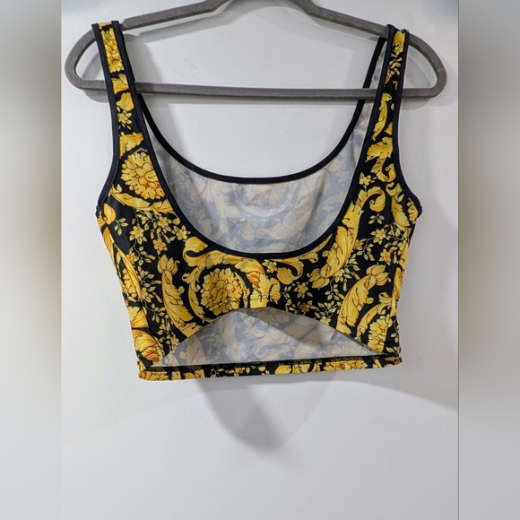 Versace Black and Gold Graphic Crop Tank Top - Picture 6 of 8